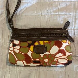 Nicole by Nicole Miller Floral Wristlet in Brown and Green